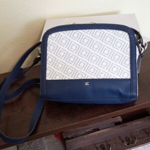 LC Blue and White Crossbody Bag